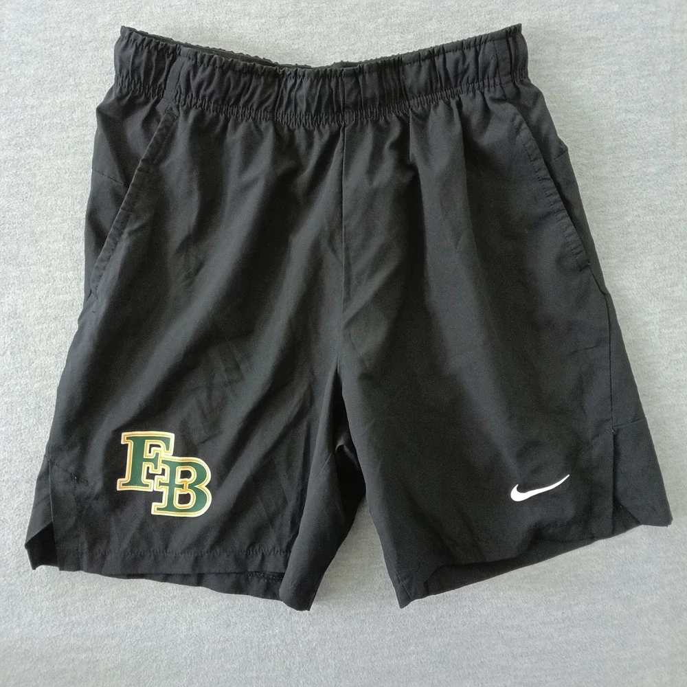 Nike Dri-FIT Mens Small Black Athletic Shorts FB Logo Pockets Performance